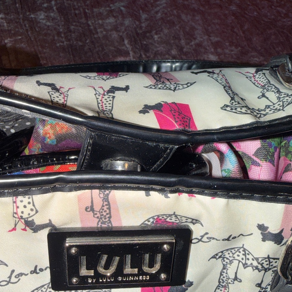Lulu Cream and Black Tote with Pink Accents - Picture 6 of 7